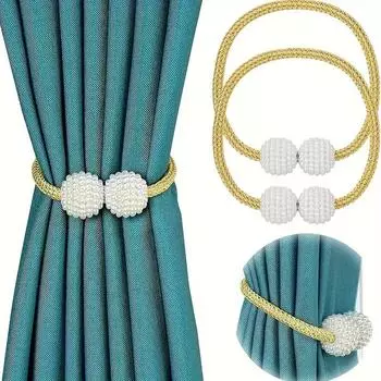 Магнитные зажимы для штор Pearl, фиксатор для штор, регулируемые застежки-зажимы, магнитные без дырокола, декоративные аксессуары для штор, 2 шт.