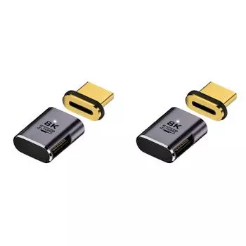 Магнитный адаптер 2.1, совместимый с 8K HDMI(Фиолетовый женский и мужской локоть типа C)