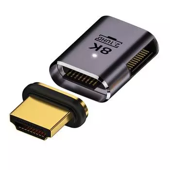 Магнитный адаптер 2.1, совместимый с 8K HDMI (Фиолетовый женский и мужской локоть типа D) QD