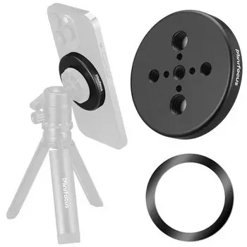 Магнитный адаптер для штатива телефона MINIFOCUS с отверстием под магнитное кольцо, совместимый с наклейкой MagSafe для iPhone и другими селфи-палками 1/4 и