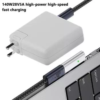 Магнитный адаптер типа C мощностью 140 Вт для Apple Magsafe 1/2/3 для Macbook Air Pro с углом 90 градусов, переходник USB C Female для быстрой зарядки as the picture