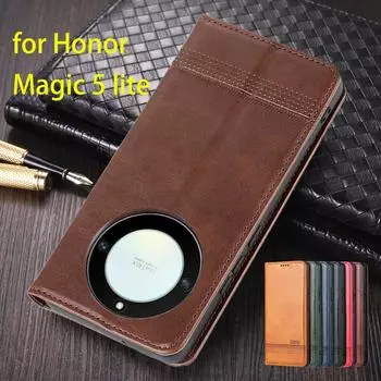 Магнитный адсорбционный кожаный чехол для Huawei Honor Magic 5 lite /Honor Magic5 lite Flip Cover Защитный чехол Fundas Coque Honor Magic 5 lite&Only Case