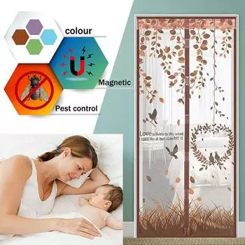 Магнитный экран, дверная занавеска, противомоскитная сетка, сетка от насекомых, автоматическое закрытие, новая сильная магнитная дверь 90 X 210 CM