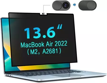 Магнитный экран конфиденциальности для MacBook Pro 14 дюймов (2021, 2022, 2023, M1, M2, M3, Про, Макс) Съемный фильтр конфиденциальности для ноутбука 14 15 13 /13.3 Mac Air (2018-2021)
