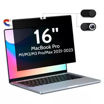 Магнитный экран конфиденциальности, совместимый с MacBook Pro 16 дюймов (2021-2024, М1, М2, М3, М4) Съемный защитный фильтр Private Filter Protector для MacBook Air 12 , 13 , 15 MacBook 12 Inch(2012-2017)