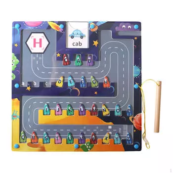 Магнитный алфавитный лабиринт дошкольный буквенный пазл для детей 3, 4, 5 лет, самолет airplane
