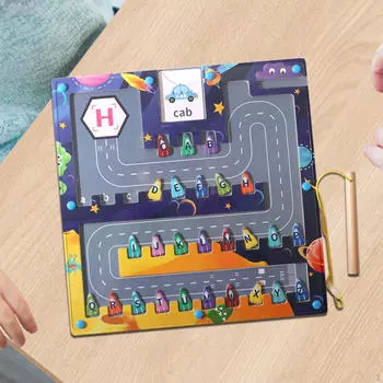 Магнитный алфавитный лабиринт с буквами-головоломками для мальчиков и девочек 3, 4, 5 лет, детский самолет Plane