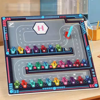 Магнитный алфавитный лабиринт с буквами-головоломками Монтессори для девочек и мальчиков, подарок на день рождения, самолет car
