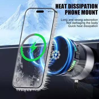 Магнитный автомобильный держатель для телефона 15 Вт, беспроводное зарядное устройство, быстрое рассеивание тепла, интеллектуальное серебряный
