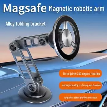 Магнитный автомобильный держатель для телефона из сплава G198: Вращающееся на 360° крепление на приборную панель с совместимостью с MagSafe G158 серебряный