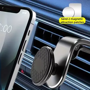 Магнитный автомобильный держатель для телефона L-образной формы с вращением на 360°, прочное крепление на 5 магнитов для вентиляционной решетки, ультратонкий дизайн Black