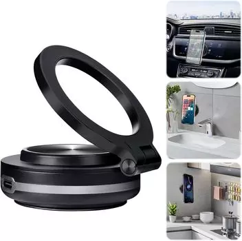 Магнитный автомобильный держатель для телефона на 360° с функцией отсоединения одним нажатием, универсальное крепление на приборную панель для iPhone 15/14/13/12 и всех смартфонов чёрный
