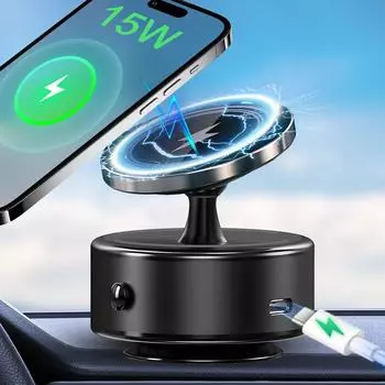 Магнитный автомобильный держатель для телефона на вентиляционное отверстие, автомобильная подставка для телефона Magsafe, автомобильный держатель для iPhone, Xiaomi, беспроводное зарядное устройство, вращающееся на 360° чёрный