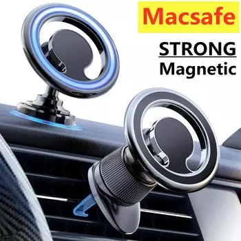 Магнитный автомобильный держатель для телефона, поддержка Macsafe в автомобиле для iPhone 12, 13, 14 Pro Max, мини-магнит, автомобильный зажим для вентиляционного отверстия, крепление для мобильного телефона
