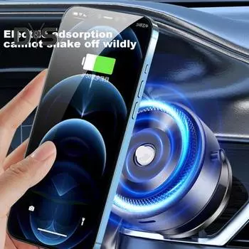 Магнитный автомобильный держатель для телефона с вращением на 360 градусов, вакуумный магнитный держатель для мобильного телефона с беспроводной зарядкой для автомобиля, спортзала, кухни прохладный черный