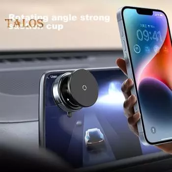 Магнитный автомобильный держатель для телефона с вращением на 360 градусов, сильное магнитное крепление на присоске для iPhone 16/15/14/13/12, держатель для телефона с функцией громкой связи для зеркала в спортзале автомобиля чёрный