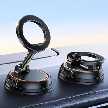 Магнитный автомобильный держатель для телефона с присоской, регулируемый на 360°, складной для iPhone Samsung чёрный