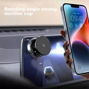 Магнитный автомобильный держатель для телефона с вращением на 360 градусов, сильное магнитное крепление на присоске чёрный