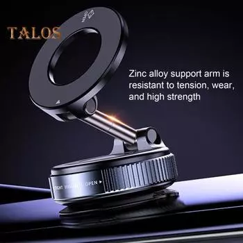 Магнитный автомобильный держатель для телефона, складной, вращающийся на 360 градусов, двухсторонняя вакуумная присоска для смартфонов с диагональю 4,7 дюйма и выше белый