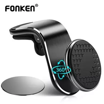 Магнитный автомобильный держатель телефона FONKEN, автомобильный зажим для вентиляционного отверстия, подставка для Iphone11, магнитный держатель с GPS-навигацией, вращение на 360 градусов чёрный