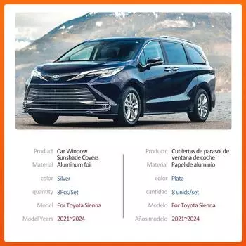 Магнитный автомобильный солнцезащитный козырек для Toyota Sienna XL40 2021~2024 2025, рама лобового стекла, шторка, заднее боковое окно, аксессуары для люка