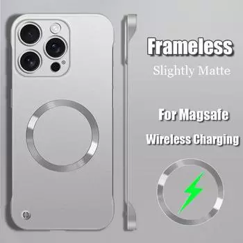 Магнитный безрамочный чехол для iPhone 16 Pro Max, чехол для Magsafe Magsafe, безрамочный матовый чехол для Apple 14 13 12 Pro Max 15 Pro 16 Plus, чехол For iPhone 16 Pro Max чёрный