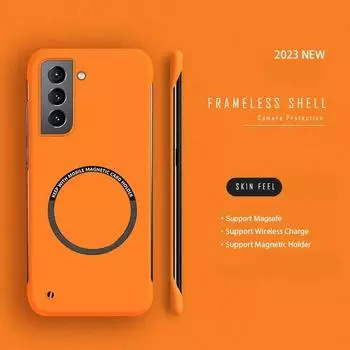 Магнитный безрамочный чехол Magsafe для Samsung Galaxy S24 Ultra S24 + S23 Plus S22 S21 S20 FE S10 S9, матовый твердый чехол с беспроводной зарядкой, ультратонкий For Samsung S24 жёлтый