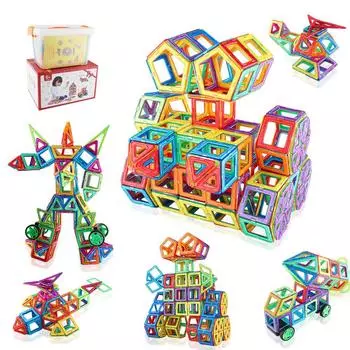 Магнитный блок Магнитный 3D-пазл 145 деталей Магнитные блоки и 46 других FlyCreat Кейс для хранения в комплекте (99 Колеса/Панели Детали)