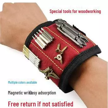 Магнитный браслет для электриков и плотников — многофункциональный инструмент для сбора гвоздей и мелких металлических изделий 3 rows красный