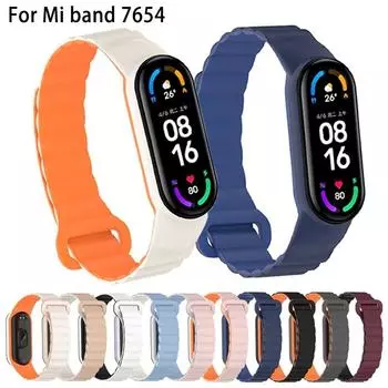 Магнитный браслет для Mi Band 7, ремешок, аксессуары, спортивные силиконовые резиновые умные часы, ремень Correa, ремешок Xiaomi MiBand 4, 6, 5 for mi band 7/6/5/4