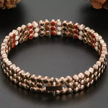 Магнитный браслет из нержавеющей стали цвета розового золота для мужчин и женщин 4 в 1, германиевые браслеты на руку, браслет, ювелирный аксессуар 18CM серебряный