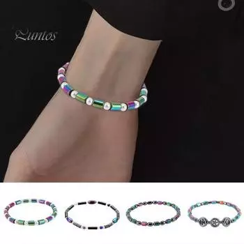 Магнитный браслет, нежное обезболивающее, модная бижутерия, красочный женский магнитный терапевтический браслет с бусинами
