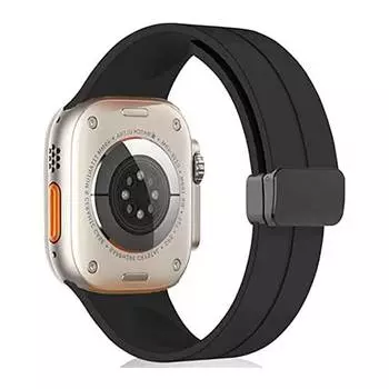 Магнитный браслет, силиконовый ремешок для часов для Apple IWatch, 44 мм, 49 мм, 40 мм, 38 мм, 41, 45 мм, 7, 8 se, 3, 6, 5, ремни 38mm 40mm 41mm чёрный