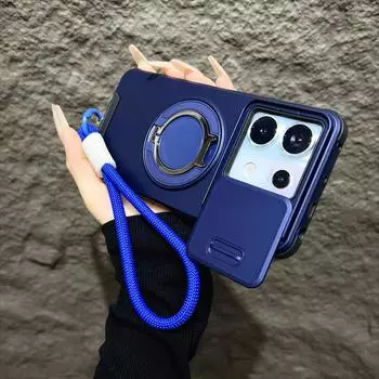 Магнитный чехол-броня для Redmi Note 14 13 Pro Plus 5G 4G Xiaomi 13 14T Pro со шнурком, сдвижная защита камеры, противоударный чехол Redmi NOTE14 4G