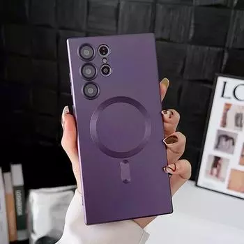 Магнитный чехол для беспроводной зарядки Magsafe для Samsung S24 S23 S22 S21 S20 S20FE S23FE Note 20 Ultra Plus, мягкая задняя крышка из ТПУ Fro Samsung S24Ultra чёрный