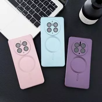 Магнитный чехол для беспроводной зарядки Magsafe для Huawei Mate 50 Pro Mate50 Pro, матовый мягкий силиконовый чехол из ТПУ For Mate 50 чёрный