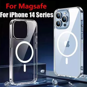 Магнитный чехол для беспроводной зарядки Magsafe для Iphone 14 13 12 11 Pro Max Fundas Iphone11, прозрачный противоударный мягкий чехол из ТПУ For iphone 11Pro Max прозрачный