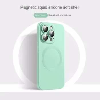 Магнитный чехол для беспроводной зарядки Magsafe для iPhone 13 12 11 14 Pro Max plus, защита камеры, роскошный жидкий силиконовый чехол For iPhone 14