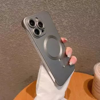 Магнитный чехол для беспроводной зарядки Magsafe для iPhone 15 14 Plus 13 12 Pro Max, безрамная жесткая пластиковая задняя крышка с металлической краской For iPhone 12