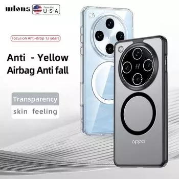 Магнитный чехол для беспроводной зарядки Magsafe для Find X8 Pro X 8 X8pro Противоударный матовый акриловый бампер для Oppo FindX8 X7 Ultra X7pro For Find X8 Pro чёрный