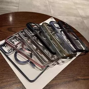 Магнитный чехол для iPhone 16 Pro с защитой экрана Privacy и противоударной камерой iPhone16 розовый