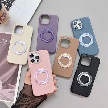Магнитный чехол для Magsafe с беспроводной зарядкой для iPhone 15 14 13 12 11 Pro Max Plus, чехлы с вращающейся подставкой и кольцом, противоударный жесткий чехол iPhone X белый