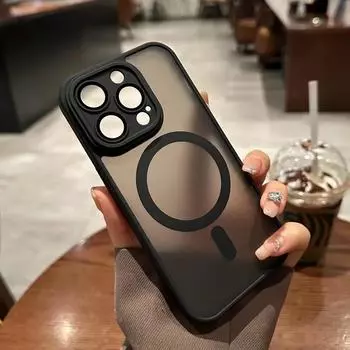 Магнитный чехол для Magsafe с беспроводной зарядкой для iPhone 15 14 13 12 11 Pro Max Plus, матовый прозрачный защитный противоударный чехол для линз For iphone12Promax