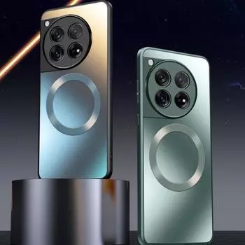 Магнитный чехол для OnePlus 12, силиконовый матовый мягкий чехол для 1 + 12 One Plus 12 ACE 3 12R ACE Pro 11R, адсорбционная задняя крышка с беспроводной зарядкой For OnePlus 12 серебряный