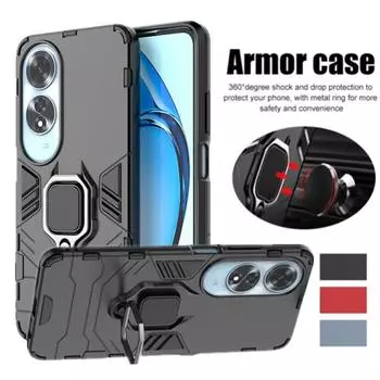 Магнитный чехол для OPPO A60 A79 A98 5G A78 A58 A38 A18 A17 A57 A57S A96 A76 A16 Чехол с кольцом-подставкой, кронштейном, чехол для бизнеса, полная защита For OPPO A60 4G чёрный