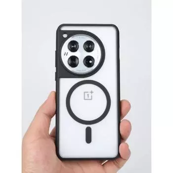 Магнитный чехол для OPPO One Plus 12, противоударный чехол Magsafe с беспроводной зарядкой, прозрачный чехол для телефона For one plus 12 чёрный