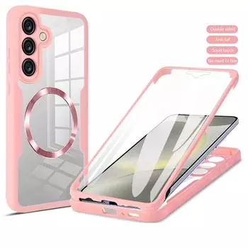 Магнитный чехол для Samsung Galaxy S24 FE, совместимый с Magsafe, прочный чехол для всего корпуса со встроенной защитой экрана for Samsung Galaxy FE чёрный