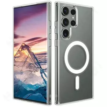 Магнитный чехол для Samsung Galaxy S24 S23 Ultra Plus S22 Ultra Crystal Clear, защитный чехол, совместимый с прозрачной крышкой Magsafe Samsung S24 Ultra прозрачный