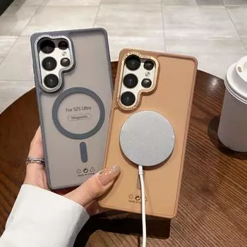 Магнитный чехол для Samsung Galaxy S25 S24 S23 Plus Ultra Skin Friendly Touch полупрозрачный матовый ударопрочный женский мужской защитный чехол Samsung Galaxy S25 Ultra розы красного