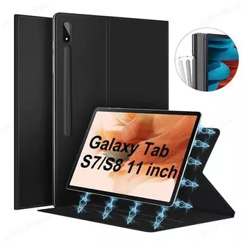 Магнитный чехол для Samsung Galaxy Tab S8 Plus S7 Plus FE 12,4 S8 S7 11 S6 10,5 дюймов, чехол с подставкой, кожаный держатель для карандашей Tab S6 10.5 inch чёрный